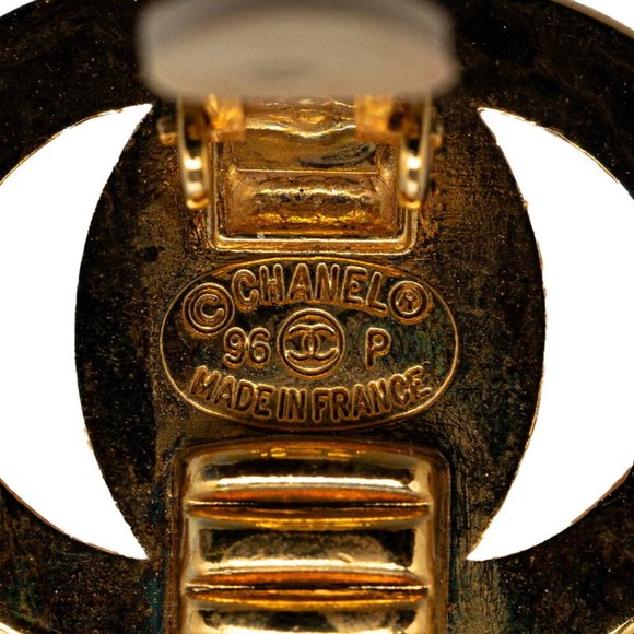 CHANEL Coco Mark Turnlock Motif Earrings Gold Plated Women's - Picture 3 of 4